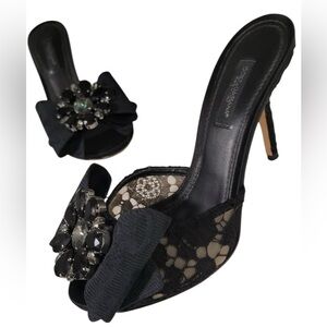 🖤✨ Dolce & Gabbana Embellished Lace Bow Kitten Heels ✨🖤